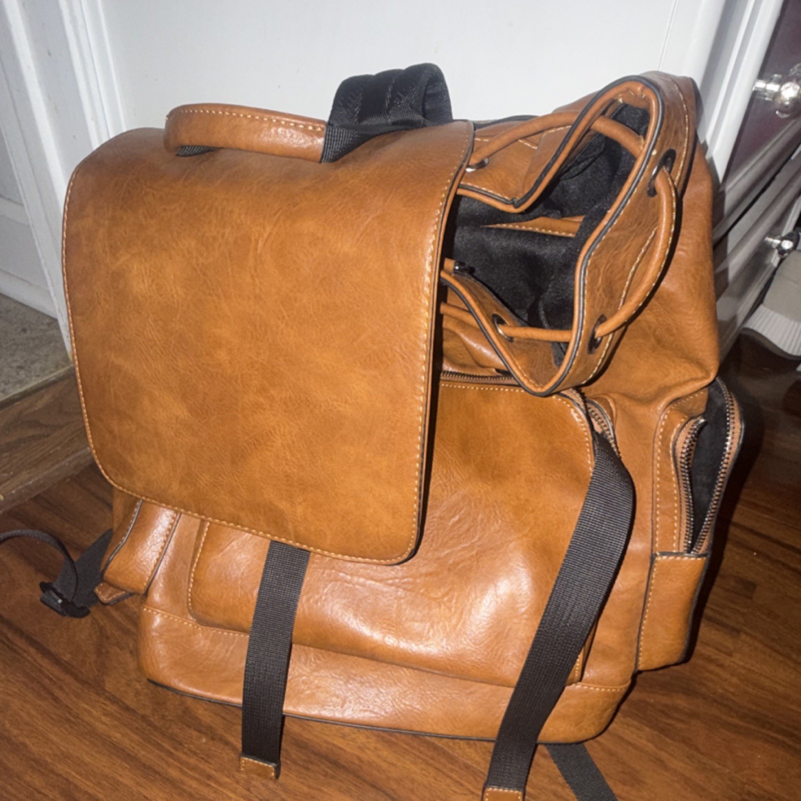 Brown Backpack with Adjustable Nylon Straps, Mult… - image 5