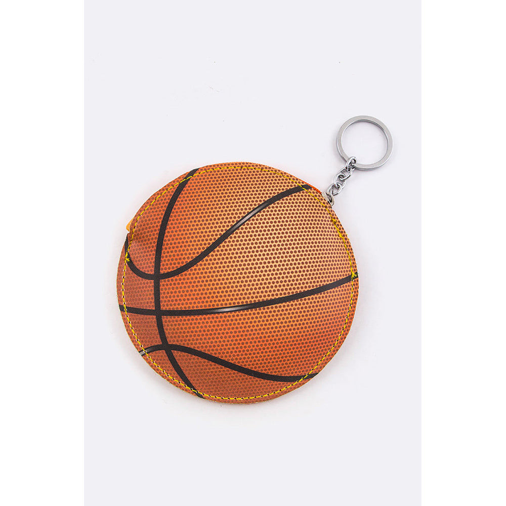 New Stylish Polyurethane Zip Closure Basketball Coin Pouch Purse Bag Gift Set