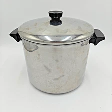 Revere Ware 8 Qt. 87-A Stock Pot Stainless Steel Tri-Ply DISC Bottom USA Vintage