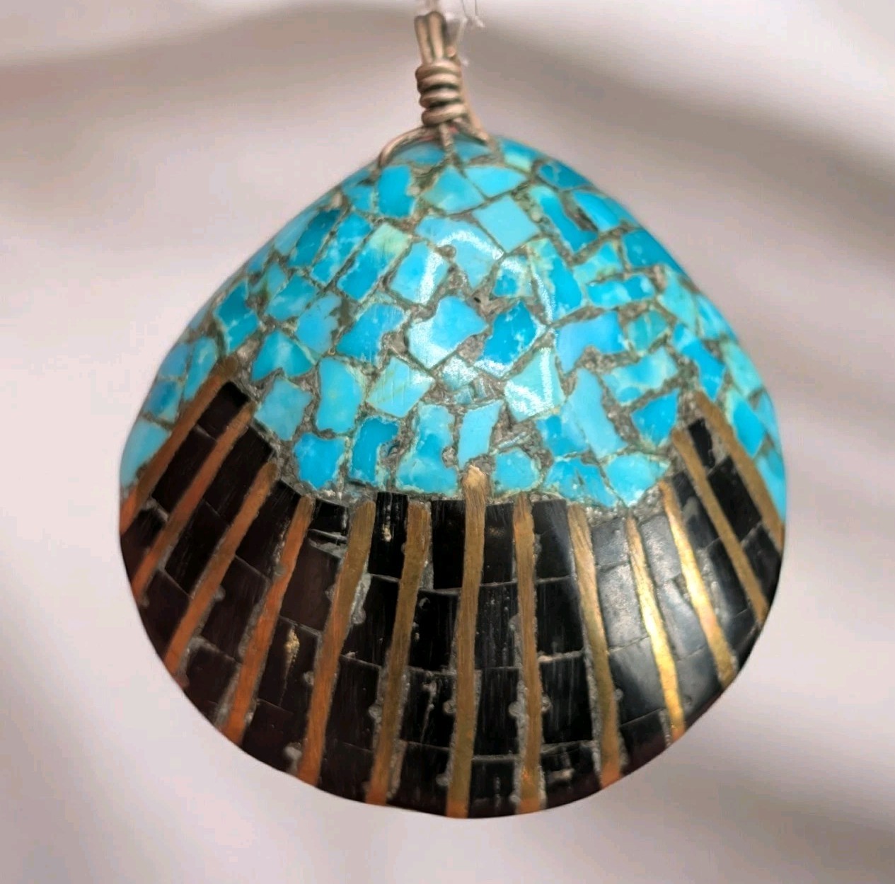Santo Domingo Style Shell Seashell Turquoise Ston… - image 1