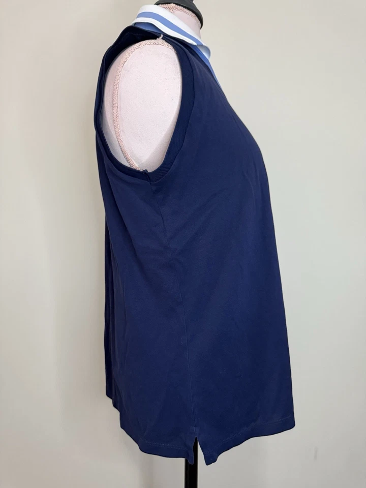 Polo de golf Ralph Lauren azul marino sin mangas con ribete azul claro talla XL Foto 3 de 4