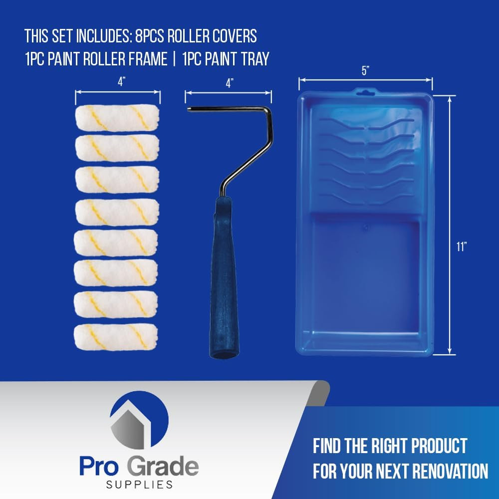 - Paint Roller Tool Kit - 10 Piece Painting Set - Mini Plastic Paint Tray Set, M