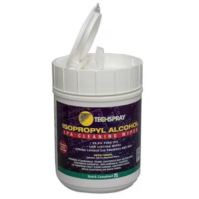 Techspray 1610-100Fl Cleaning Wipes, Flip Top Tub, Pk100