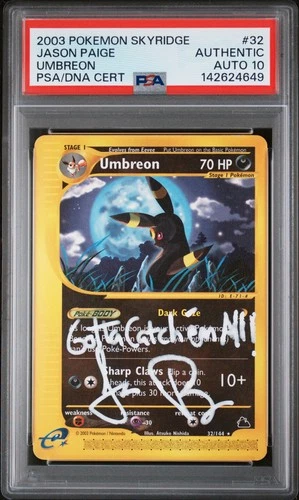 2003 POKEMON SKYRIDGE #32 UMBREON PSA AUTHENTIC AUTO 10