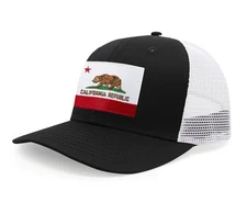 California Hat for Men and Women - Snapback Trucker Cap (Black White)