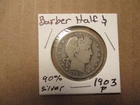 Barber Half Dollar,  1903-P, 90% SILVER!! #100