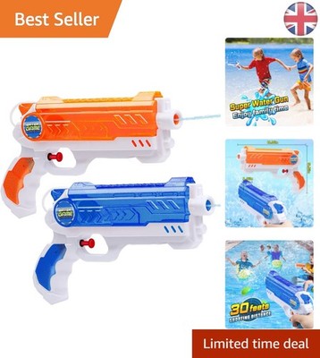 Robuste 2er Pack transparente Wasserpistolen - 280ml Fassungsvermögen, 9m Reichweite
