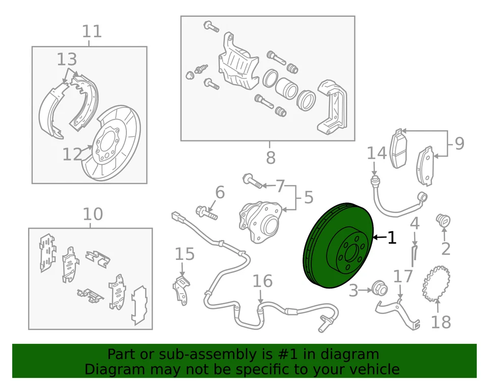 Rotor de freno de disco trasero genuino Nissan Rogue Juke Leaf D3206-8H70CNW Foto 3 de 4