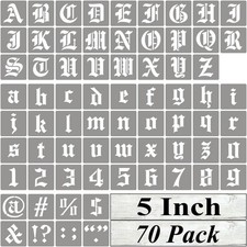 5 Inch Alphabet Letter Stencils for Painting - 70 Pack Old English 5