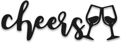 Cheers Sign - Metal Wall Art with Clinking Glasses & Lettering, Bar Signs for Wa