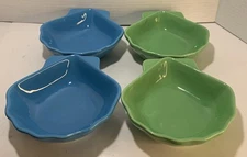 Pfaltzgraff Solid Color Brights Green & Blue Small Shell Shaped Dish Set of 4.
