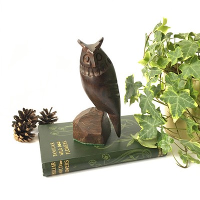 Handgeschnitzte Mahagoni Holz Adler Eule Vogel Statue Ornament Figur Schreibtisch