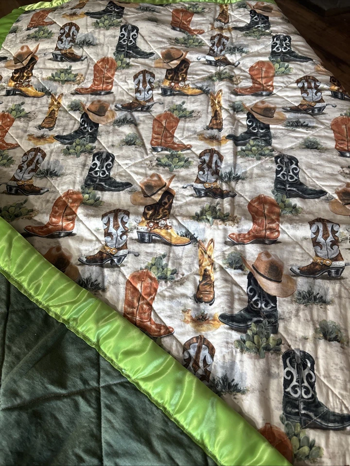 baby quilts handmade Cowboy Boots And Hats 46x37 - Image 2 of 4