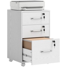 HOMCOM 3-Drawer Rolling File Cabinet A4/Letter White , Refurbished