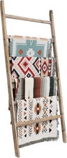 6.4FT Wooden Blanket Ladder Extra Wide Rustic Farmhouse Quilt  Towel Rack
