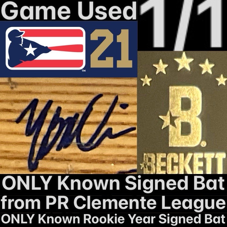 Yadier Molina Autographed Signed Gigantes de Carolina 1/1 2004 Game Used Team Bat BAS 