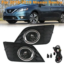 Clear Lens Front Bumper Fog Lights W/Bezel+Switch For Nissan Sentra 2016-2019