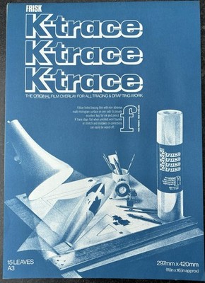 Vintage FRISK K-Trace A3 Tracing Drafting Film Pad 15 Blätter Grafik Kunst