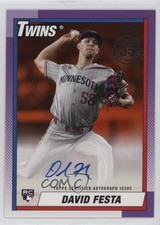 2025 Series 1 1990 Topps Baseball Orange 20/25 David Festa #90A-DF Auto 19n6