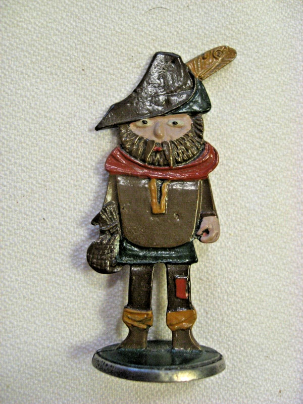 VTG German Kuhn Zinn Hand Painted Enamel Pewter Ornament Hunter or Shepherd 
