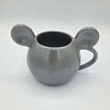 authentic Disney Mickey Mouse Ear Gray Ceramic Mug with a metallic silver 20 Oz