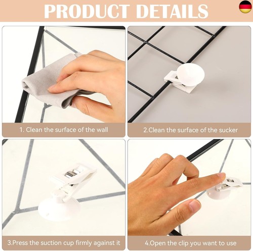 Saugnapf Klammer, 4 Stück Weiß Saugnapf Clip Wasserdicht Duschvorhang Clips M - Bild 3 von 7