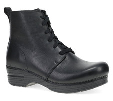 DANSKO Women's Sigourney BLACK Tumbled Leather Clog Boots Size 38 NEW