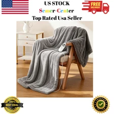 Electric Heated Blanket Throw 50''x60'' – Soft Dual-Sided Flannel, 12 Heat Setti