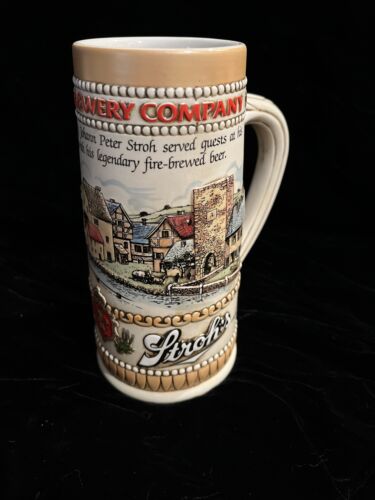 Ceramarte Brazil STROH Brewery BEER STEIN Collector Mug Stein Measures 7" Tall - Picture 1 of 3