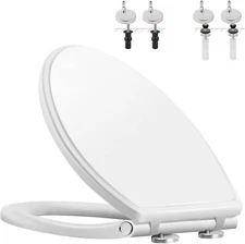 Toilet Seat with Cover Quiet Close, One-Click to Release, Never Loosen Hinge