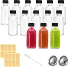 2oz Small Clear Glass Bottles with Lids - 14 Pack Shot Bottles with Caps for ...