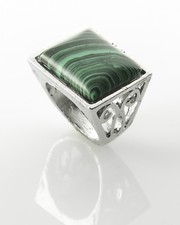 Fashion silver plated ring set Malachite gemstone size 10  Gift Jewelry  Love