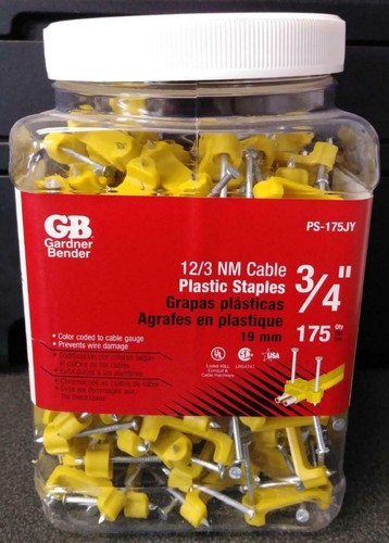 Gardner Bender PS-175 Plastic Staple, 3/4 In., 14/3, 12/3, 10/3 (N