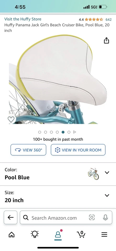 Bicicleta de crucero de playa Huffy Panama Jack para niñas, azul piscina, 20 pulgadas Foto 4 de 4