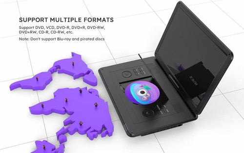 BOIFUN Lettore DVD Portatile 17.5" con Schermo Girevole,Batteria Ricaricabile,Nero - Foto 4 di 9