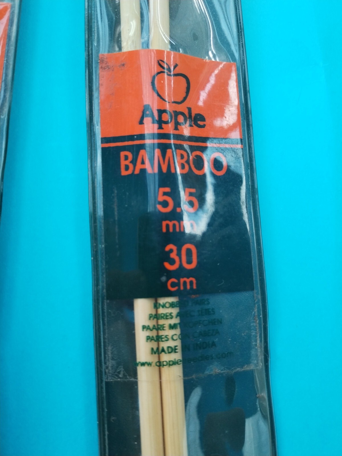 APPLE BAMBOO Knitting Needles Knobbed Pins Sizes 3.25mm to 5.5mm x 30cm eBay