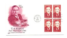 2239 T. S. Eliot ArtCraft block of 4, FDC