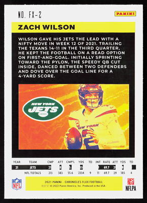 ルカ 2021 Panini Chronicles Flux Rookies Zach Wilson #FX-2 New York
