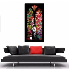 Banksy Cathedral Street Art Prayer 36x18 HD Canvas- Ready to Hang