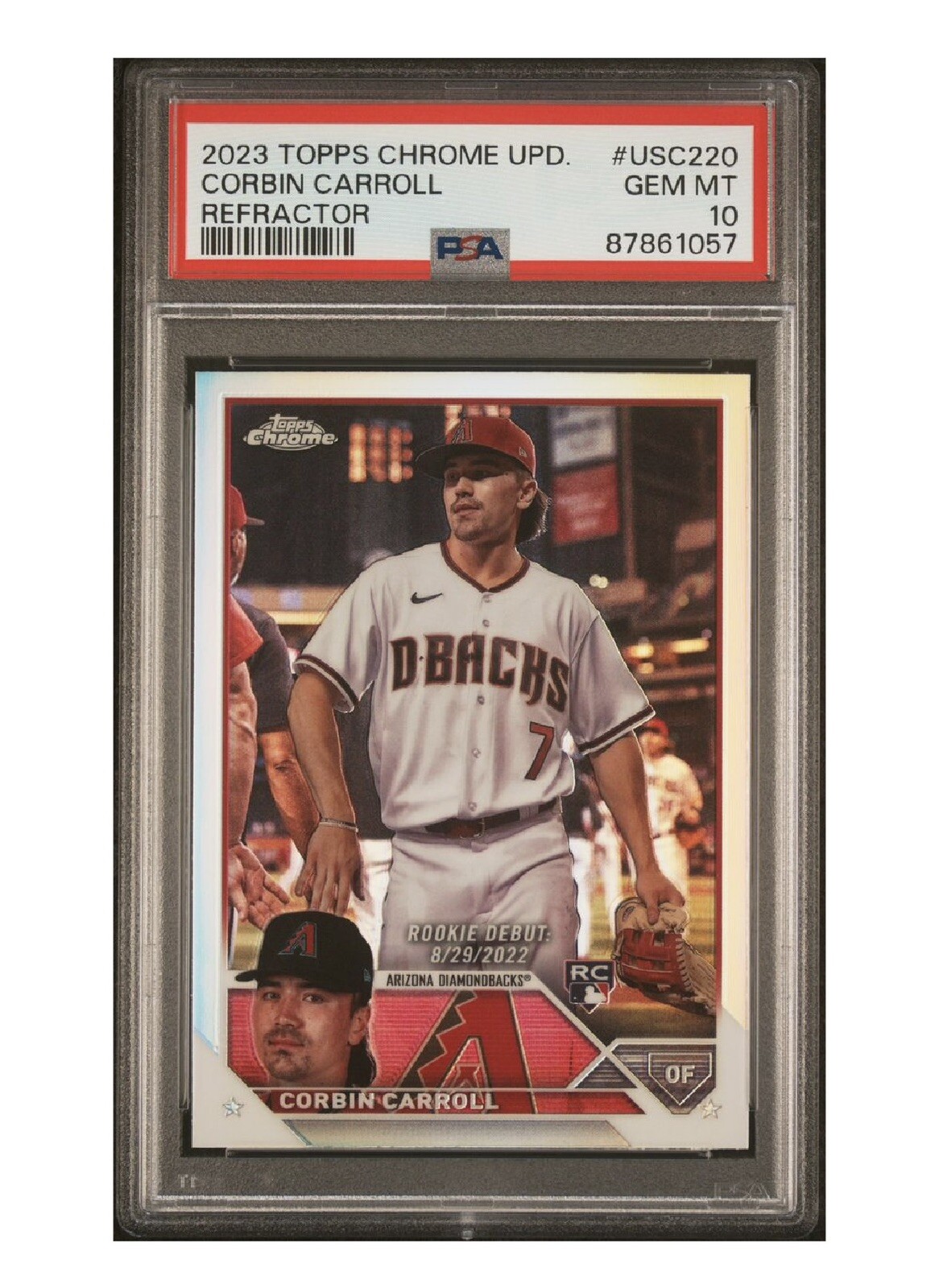 CORBIN CARROLL RC Refractor PSA 10 ⭐️ 2023 Topps Chrome Update USC220 DBacks