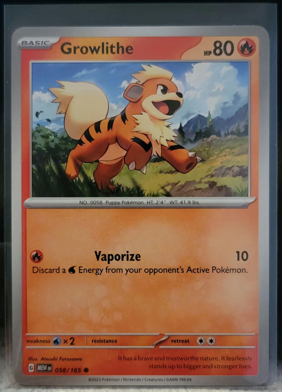 Pokemon TCG Card Growlithe 058/165 Scarlet & Violet 151 Common NM