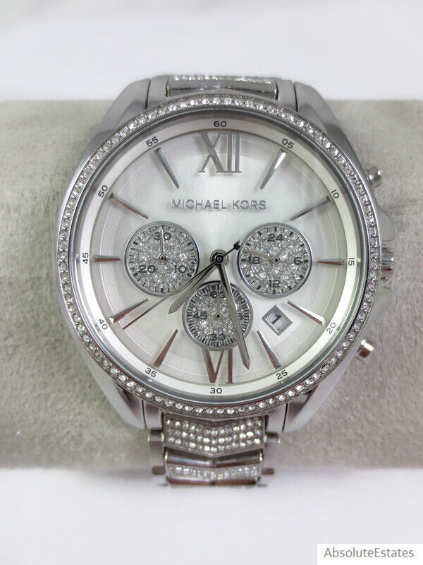 NEW Michael Kors Whitney Crystal Glitz Silver Chronograph NEW Michael Kors Whitney Crystal Glitz Silver Chronograph