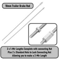 Trailer Coupling to Compensator M10 Brake Rod 2 x 1 Mtr Length and connector nut