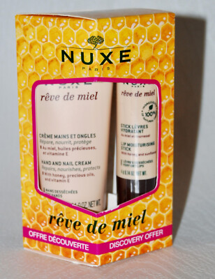 NIB NUXE Paris Reve de Miel Discovery Offer 2pc Hand Cream & Lip Balm Set