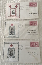 THREE CLARA BARTON COMMEMORTIVE STAMPS AND ENVELOPES, FIRST DAY OF ISSUE, 1948