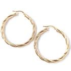9ct Rose Gold Hoop Earrings 30mm Twisted Snap Closure Round UK Hallmarked