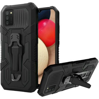 For Samsung A32/A42/A12/A02S 5G Case, Kickstand Belt Clip Phone Cover +Screen