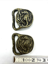Lot Of 2 Brass Seahorse Belt Buckle Vintage Hippie Boho Beach Chic Solid Brass