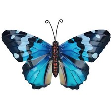 Medium Metal Blue Butterfly Wall Art Garden/Home Ornament 21.5 X 33.5CM