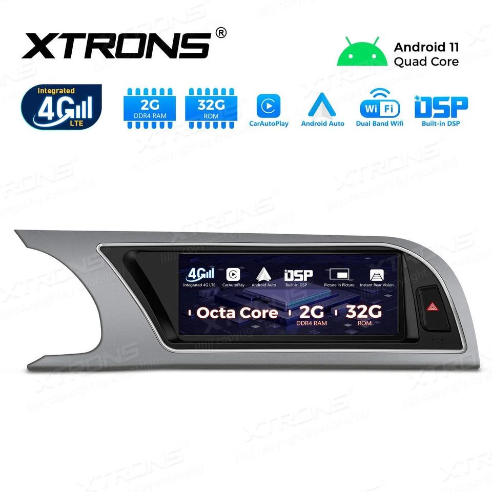 AUTORADIO ANDROID 11 OCTA-CORE STEREO AUTO AUDI A5 RS5 S5 2008-2016 WIFI XTRONS - Immagine 2 di 4